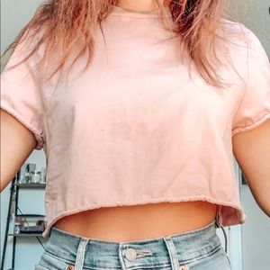 pink cropped top